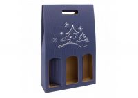     KERSTBOOM  BLAUW Bottle Box 3-fles